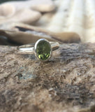1.2ct Engagement Ring Oval Cut Green Peridot Solitaire 14k White Gold Finish