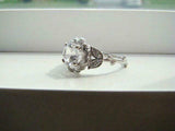 2ct Round Cut Diamond Floral Leaf Design Engagement Ring 14K White Gold Finish