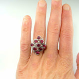 2.2ct Oval Cut Pink Ruby Cocktail Art Deco Engagement Ring 14k White Gold Finish