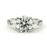 2.5ct Round Diamond Trilogy Engagement Ring 14K White Gold Over Trillion Accents