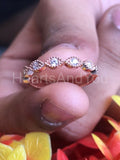 0.5ct Round Cut Moissanite Milgrain Women Wedding Band 14k Rose Gold Plated