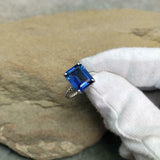 2ct Engagement Ring Emerald Blue Sapphire Braided Solitaire 14k White Gold Over