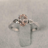 1ct Oval Cut Morganite Engagement Ring Solitaire Infinity 14k White Gold Finish