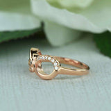 0.5ct Round Cut Diamond Infinity Engagement Ring Women 14k Rose Gold Finish