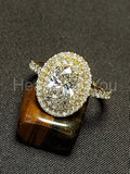 2.2ct Oval Cut Simulated Diamond Dual Halo Engagement Ring 14k YellowGold Plated