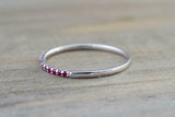0.7ct Round Cut Pink Ruby Wedding Band Ring 14k White Gold Finish Half Eternity