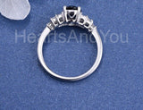 2.4ct Oval Cut Simulated Sapphire Solitaire Accents Ring 14k White Gold Plated