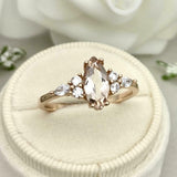 1ct Engagement Ring Marquise Cut Morganite Diamond Petite 14k Yellow Gold Finish