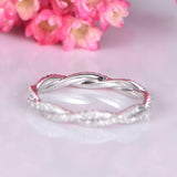 1.2ct Round Cut Diamond Wedding Ring Band Infinity Eternity 14k WhiteGold Finish