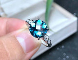 2.45ct Engagement Ring Round Cut Blue Topaz Accents Solitaire 14k WhiteGold Over