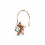 0.4ct Round Cut Diamond Floral Twist Nose Pin Ring Piercing 14k Rose Gold Finish