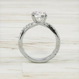 4Ct Round Cut Diamond Cross Split Shank Engagement Ring 14K White Gold Finish