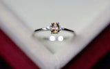 0.3ct Engagement Ring Oval Cut Champagne Diamond Trilogy 14k White Gold Finish