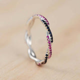 1ct Round Cut Sapphire Pink Ruby Engagement Ring Infinity 14k White Gold Finish