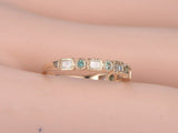 1ct Round Cut Green Emerald Half Eternity Stackable Band 14k White Gold Finish