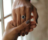 2ct Pear Cut Black Diamond Engagement Ring Halo 14k WhiteGold Finish with Accent