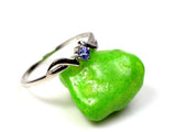0.2ct Engagement Ring Round Cut Blue Tanzanite Solitaire 14k White Gold Finish