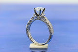 2.1ct Round Cut Diamond Engagement Ring Milgrain Bridal Set 18k White Gold Over