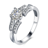 1.5Ct Round Cut Diamond Stylish Split Band Engagement Ring 14K White Gold Finish