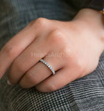 0.3ct Round Cut Moissanite Anniversary Women Wedding Band 14k White Gold Plated