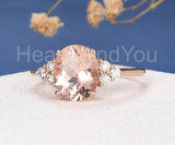 2ct Oval Cut Simulated Morganite Accented Engagement Ring 14k Rose Gold Plated