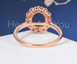 2.2ct Oval Stone Ring Setting Round Moissanite Semi Mount 14k Rose Gold Plated