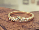 1ct Round Diamond Engagement Ring Cluster Twig Minimalist 14k Yellow Gold Finish