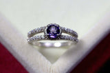 0.55ct Engagement Ring Round Cut Purple Amethyst Split Shank 14k White Gold Over