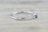 1.2ct Princess Cut Blue Sapphire Engagement Ring Solitaire 14k White Gold Finish