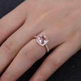 2ct Engagement Ring Cushion Cut Morganite Round Accents Halo 14k Rose Gold Over