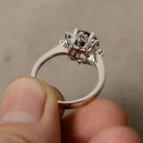 1.5ct Round Cut Red Garnet Floral Solitaire Engagement Ring 14k WhiteGold Finish