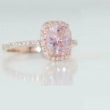 2.5ct Radiant Peach Morganite Diamond Accent Engagement Ring 18k Rose Gold Over