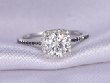 2ct Round Cut Diamond Halo Solitaire with Accents Ring 14k White Gold Finish
