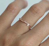 0.1ct Round Cut Diamond Wedding Band 14k Rose Gold Over Floral Branch Leaf Vine