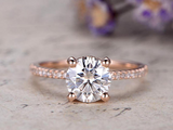 1.3ct Round Cut Diamond Engagement Ring 14k Rose Gold Finish 4 Prong Set Wedding