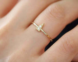 0.3ct Engagement Ring Round Cut Diamond Minimalist Design 14k Yellow Gold Finish