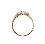 2.3ct Oval Cut Pink Ruby Engagement Ring Diamond Halo Floral 14k YellowGold Over