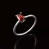 0.5ct Engagement Ring Oval Cut Red Garnet Solitaire Women 14k White Gold Finish