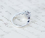 2ct Oval Cut Diamond Engagement Ring Halo 14k White Gold Over with Round Accents