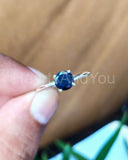 0.3ct Round Cut Simulated Blue Sapphire Solitaire Ring 14k White Gold Plated