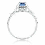 1.3ct Emerald Cut Blue Sapphire Solitaire Engagement Ring 14k White Gold Finish