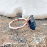 3.5ct Engagement Ring Oval Cut Blue Sapphire Solitaire 14k Rose Gold Finish