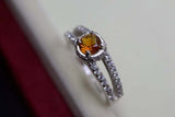 0.55ct Engagement Ring Round Cut Yellow Citrine Split Shank 14k WhiteGold Finish