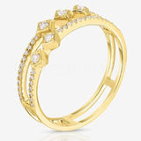 0.5ct Round Cut Moissanite Tiled Split Wedding Band 14k Yellow Gold Plated
