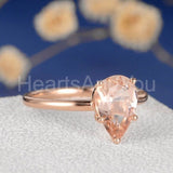 1ct Pear Cut Simulated Morganite Solitaire Engagement Ring 14k Rose Gold Plated