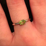 0.75ct Oval Cut Green Peridot Engagement Ring Solitaire 14k White Gold Finish