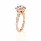 4Ct Round Cut Diamond Milgrain Floral Halo Engagement Ring 14K Rose Gold Finish