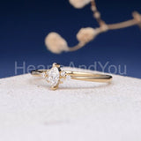 0.5ct Marquise Simulated Diamond Minimal Engagement Ring 14k Yellow Gold Plated