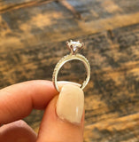 1Ct Round Cut Diamond Six Prong Engagement Solitaire Ring 14K White Gold Finish