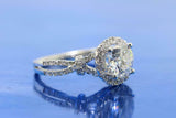 2.3ct Round Cut Diamond Halo Split Band Engagement Ring 14k White Gold Finish